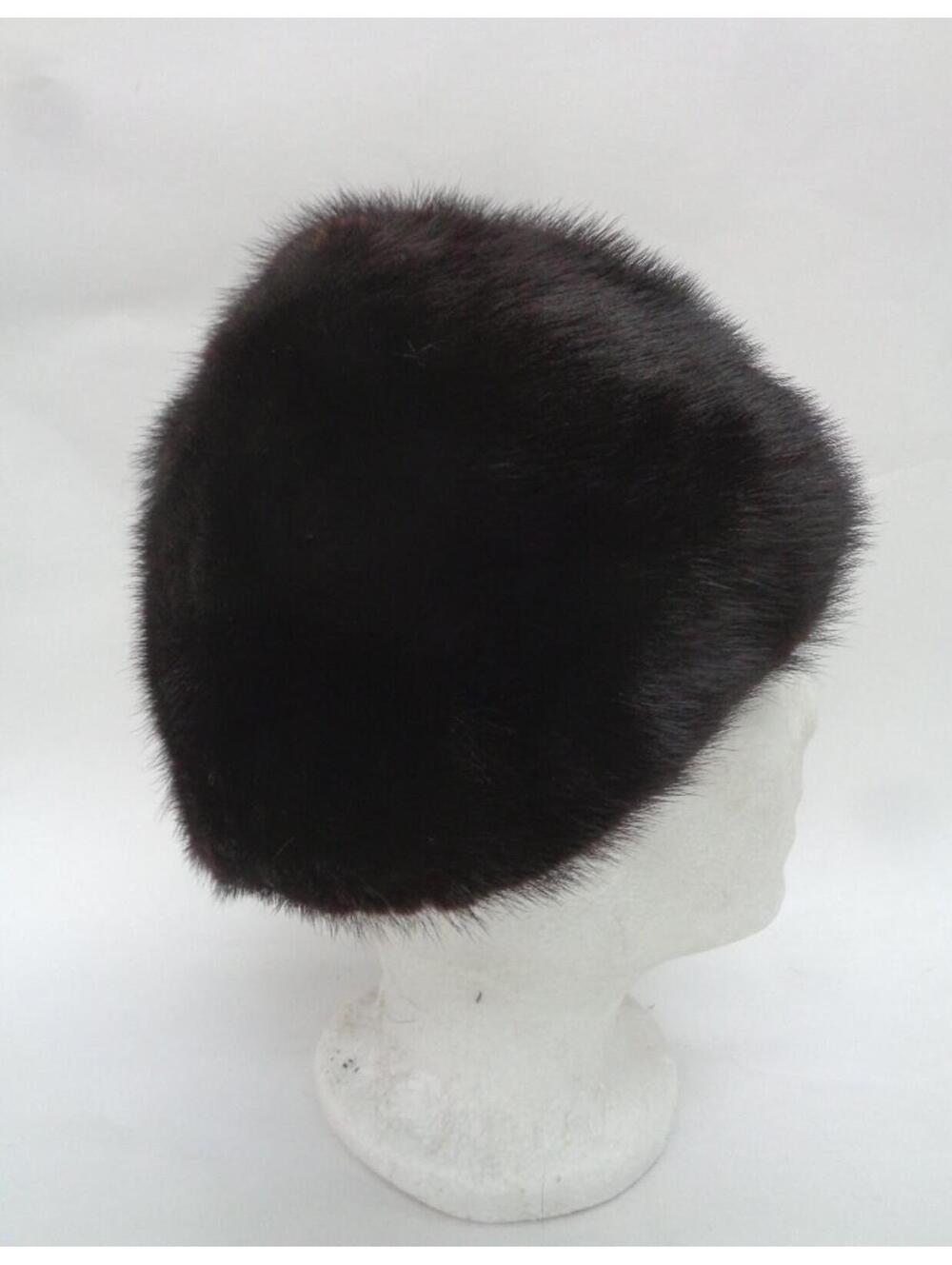 Scrap Canadian Dark Ranch Mink Fur Hat Cap Women Woman - Picture 2 of 5